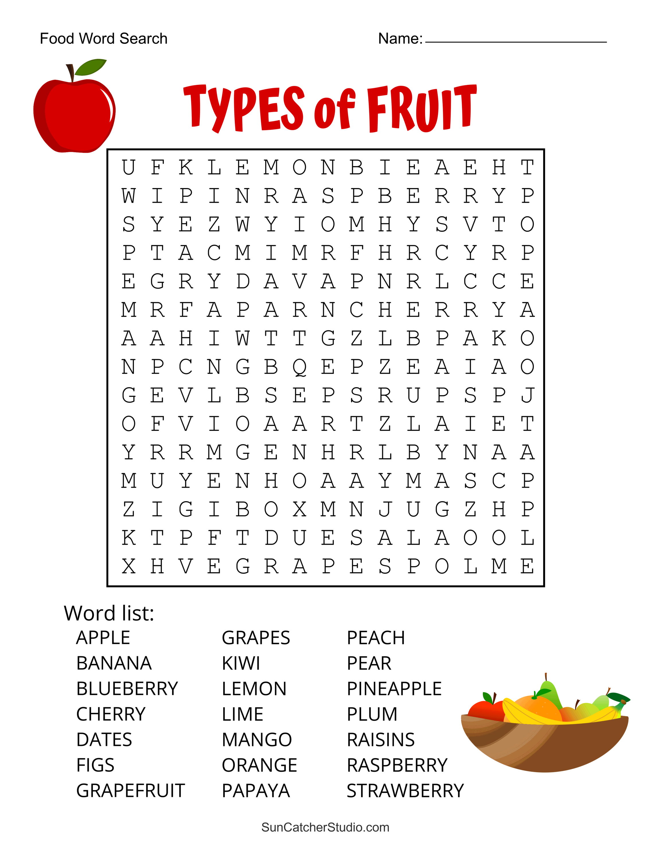 food word search (free printable puzzles) – free printables